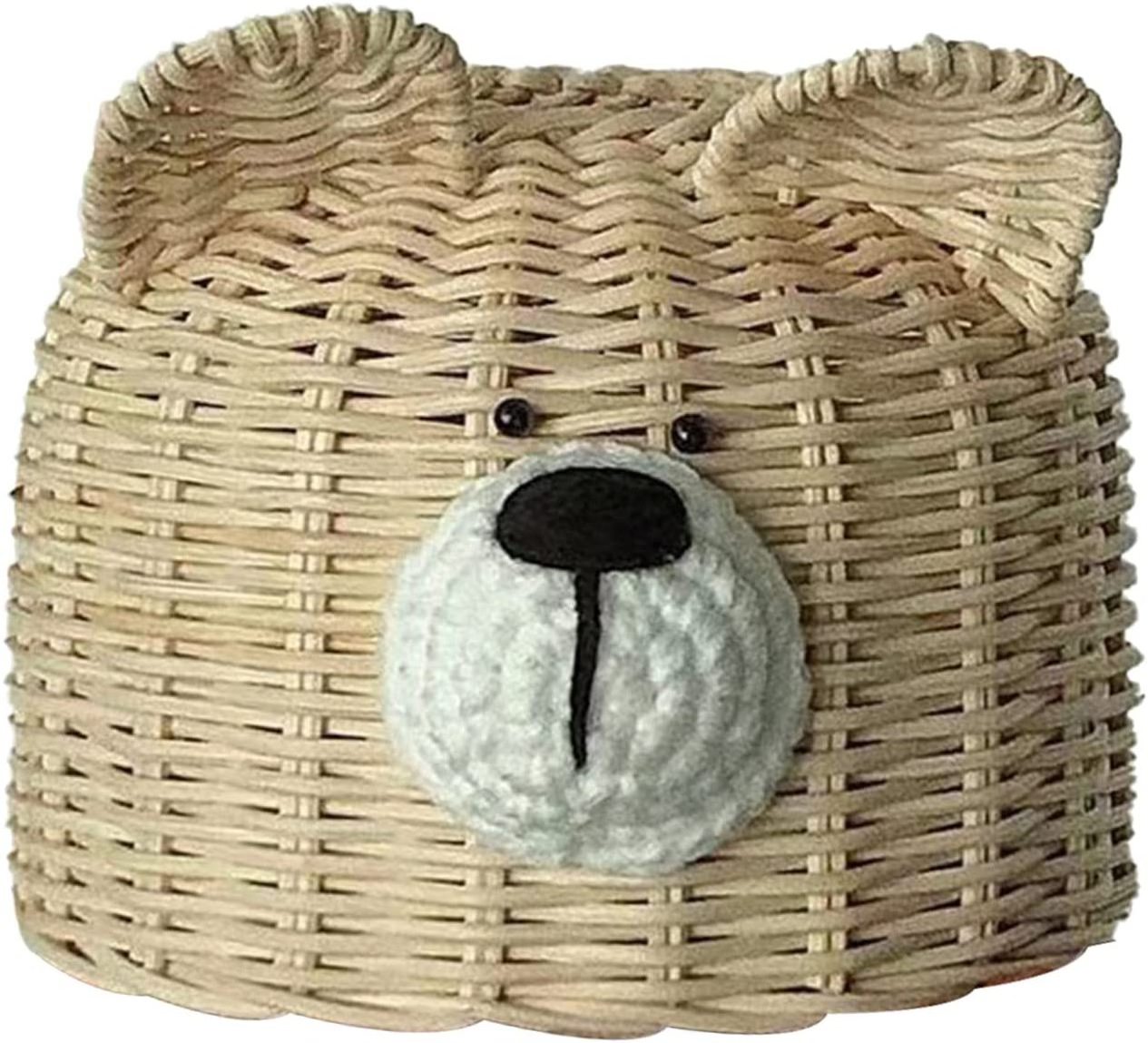 Adorable Bear Shaped Rattan Lamp Shade For Kids Room Table Lamp And Ceiling Handwoven Boho Farmhouse Lamp Cover Nursery Decor