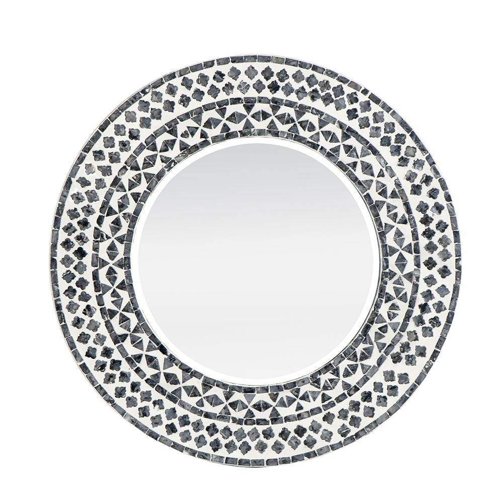 Home Decorative Mother of Pearl Mosaic Round Shaped Wall Mirrors Seashell Inlay Mirror Wholesales