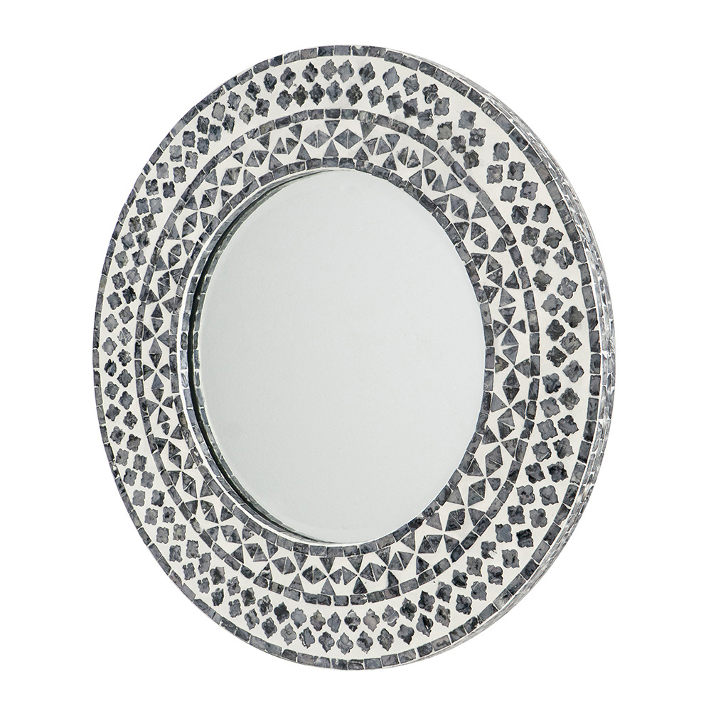 Home Decorative Mother of Pearl Mosaic Round Shaped Wall Mirrors Seashell Inlay Mirror Wholesales