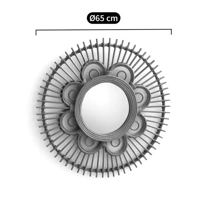 High Quality Eye Catching Handmade Sunflower Natural Rattan Mirror Wall Hanging Mirror for bedroom living room decor