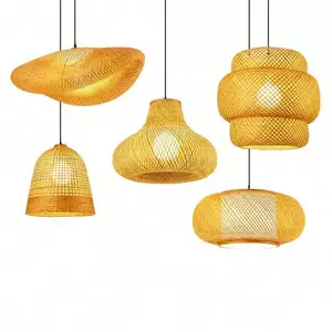 Seashell-Shaped Wicker Bamboo Rattan Lampshade Chandeliers Decorative Ceiling Light