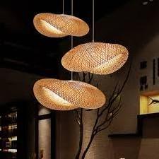 Seashell-Shaped Wicker Bamboo Rattan Lampshade Chandeliers Decorative Ceiling Light