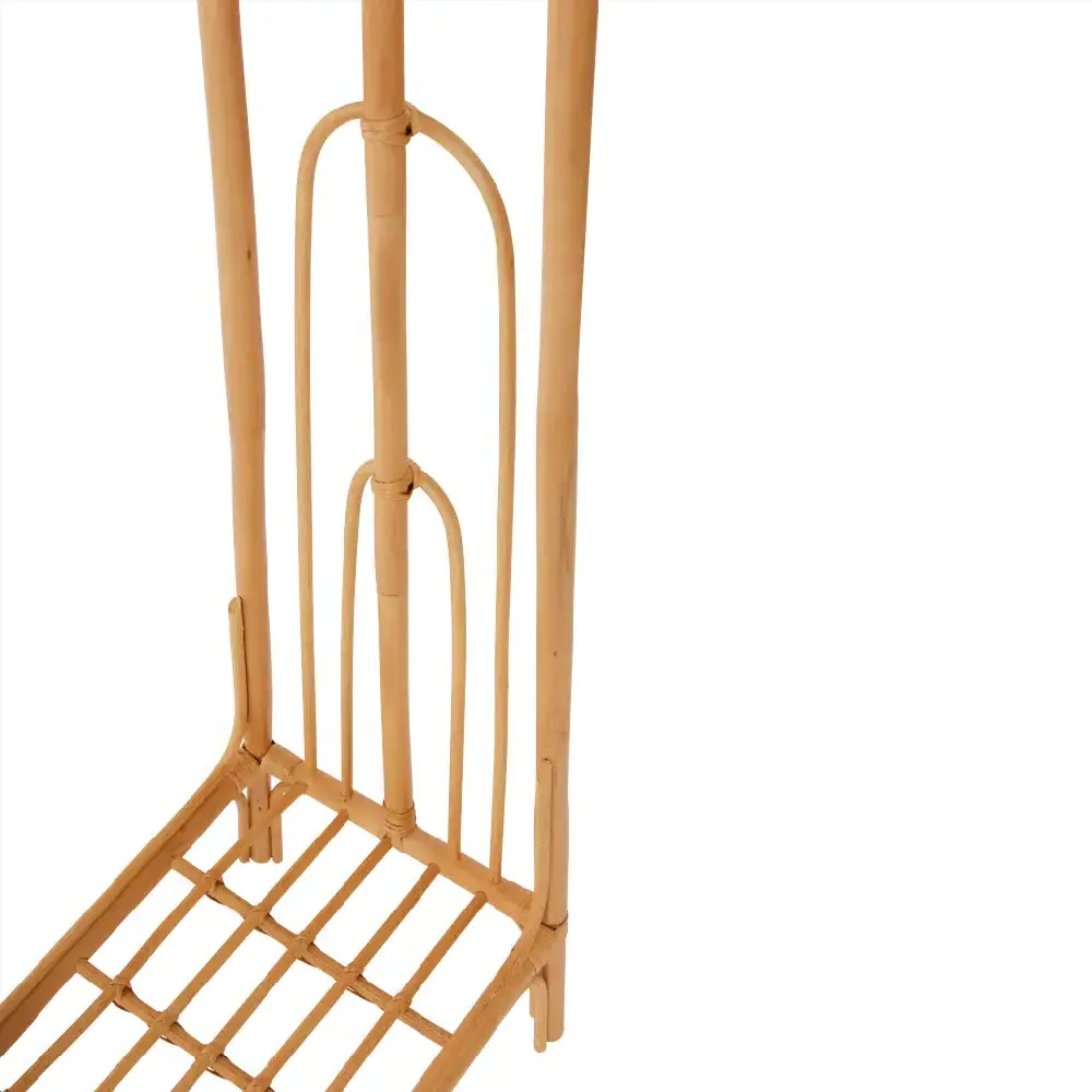 Natural Rattan Clothes Rack Wicker Rattan Clothes Stand Rack With Top Rod And Lower Storage Clothing Rack For Indoor Bedroom