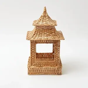 Handwoven Rattan Pagoda Lantern Vietnam Wholesaler Rattan Lantern Cover For Table Decoration