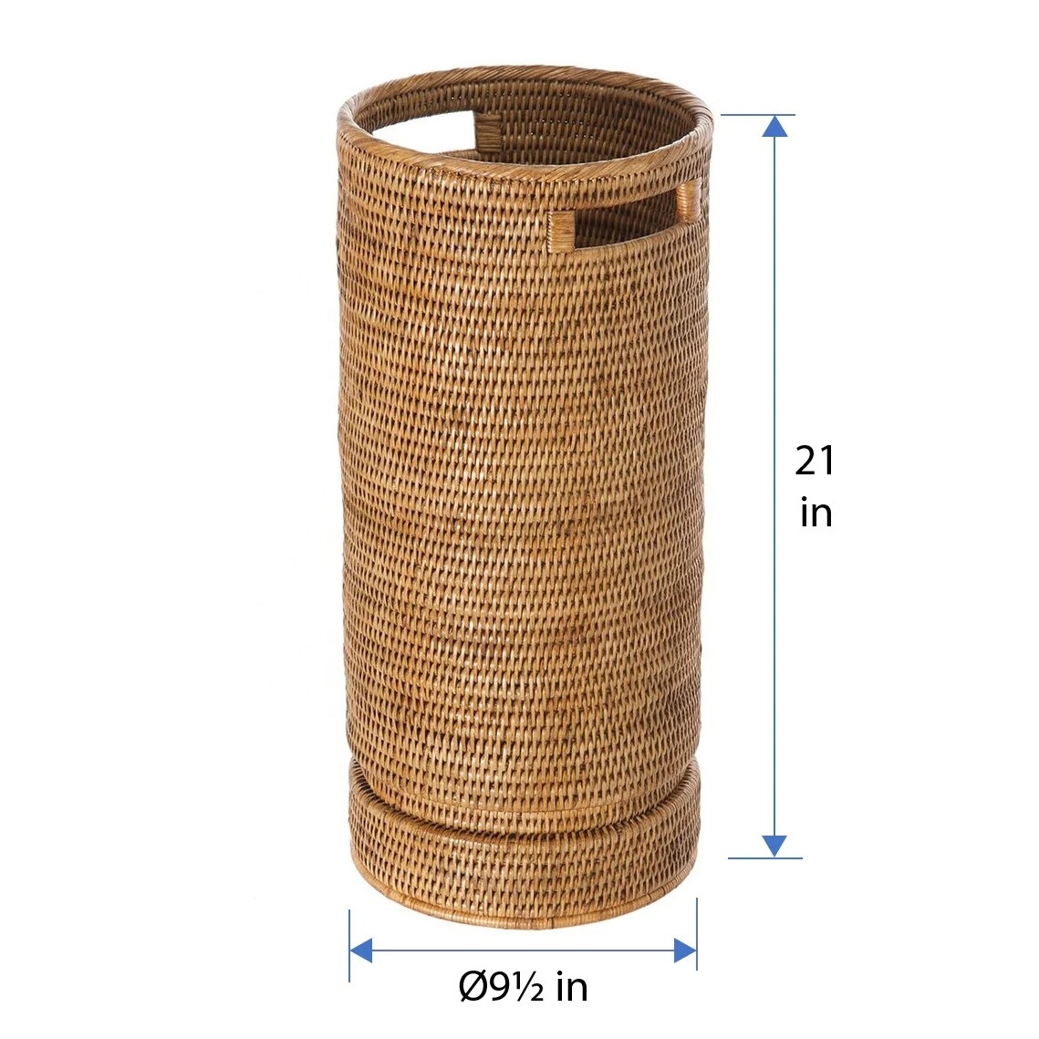 Natural Decorative Bamboo Rattan Umbrella Holder Stand for Indoor and Outdoor Round Rattan Umbrella Holder Handmade