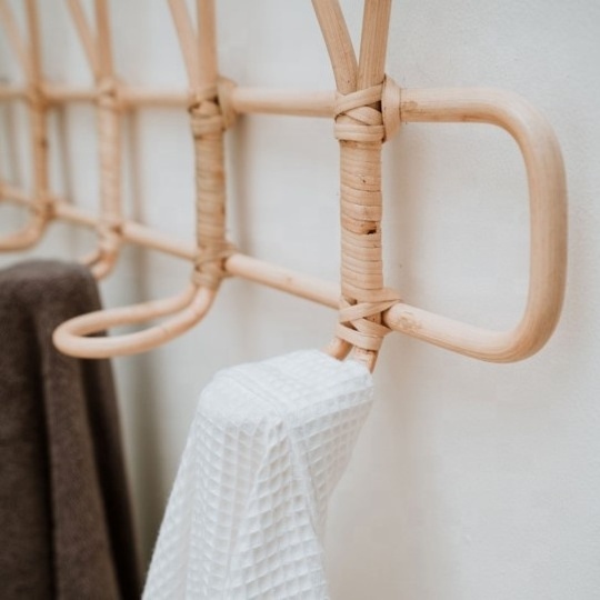 Modern Bathroom Entryway Natural Beech Rattan Hooks, Coat Rack Wall Hooks Rattan Hook manufacturer in Vietnam