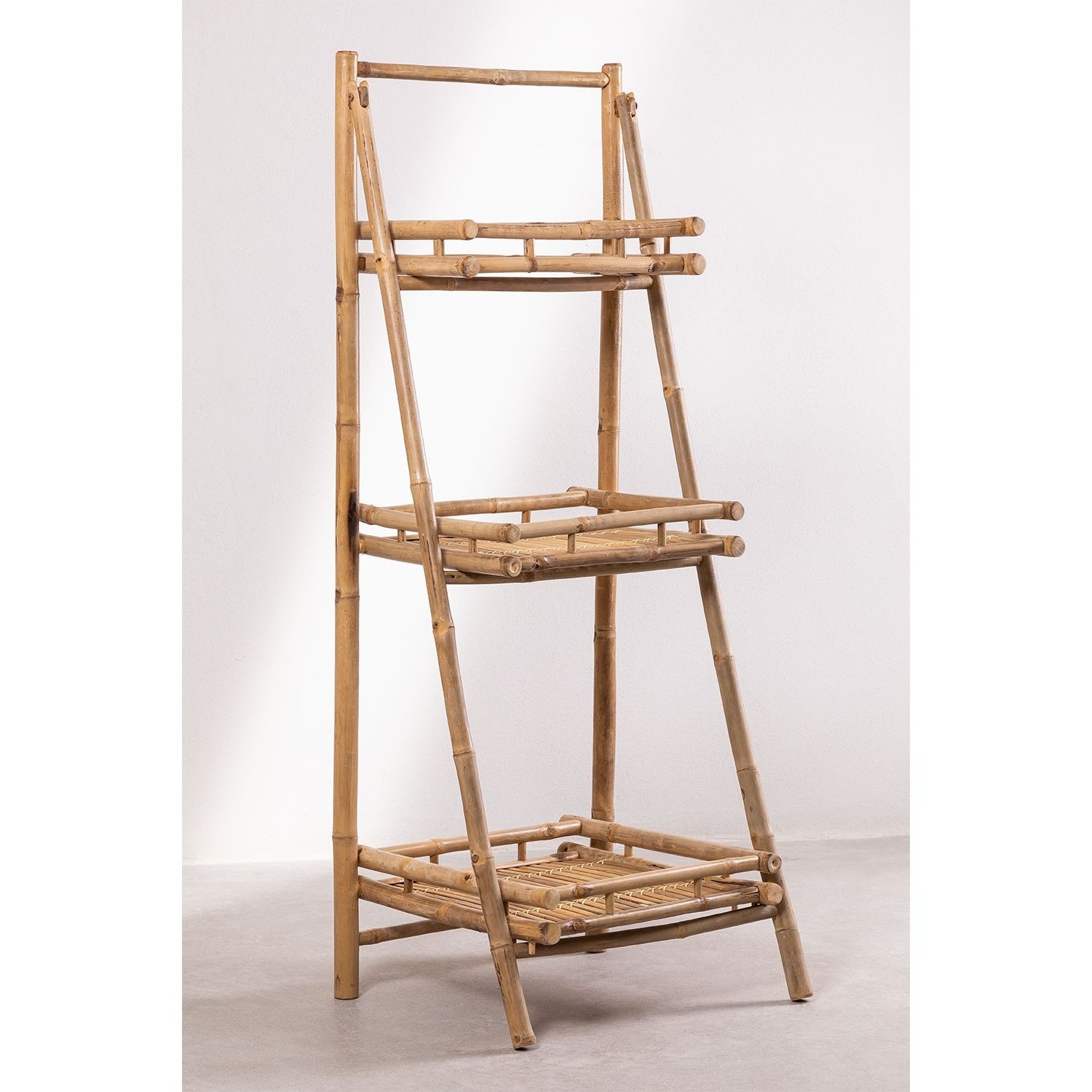 Latest Design Natural Bamboo Folding Shelf Handcrafted Bamboo Foldable Shelf 3 Tier Folding Rack For Home Decor Wholesale