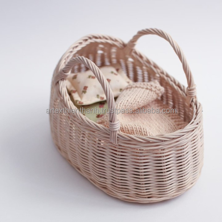 New Arrival Natural wicker baby doll cribs and beds/Baby Cradle Swing/Wicker Baby Crib Doll Cradle Doll Bed Rocking