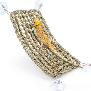 Rectangle Seagrass Bearded Dragon Hammock Reptile Lounger for Chameleon Lizards Gecko Snakes Lguana Reptiles Tortoises