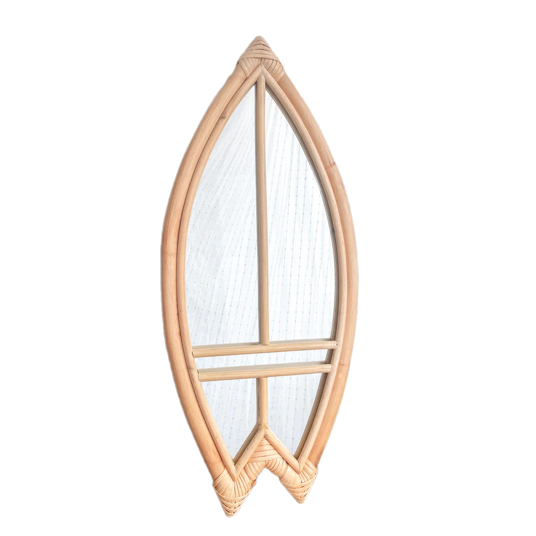 Gorgeous Unique Design Natural Rattan Surfboard Shaped Mirror Wall Decoration Baby & Kids Bedroom Nursery Decoration