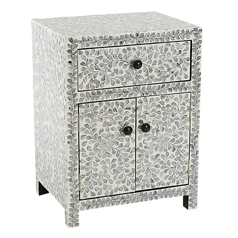 Capiz Inlay Bedside Table Mother of pearl inlay Gray Cabinet Top Product on Amazon Home Mosaic Capiz inlay Cabinet Accent