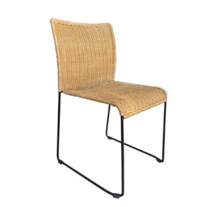 Black metal legs rattan woven dining chair Wicker Chair on Iron Legs and Structure Vietnam Factory