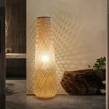 New arrived bamboo floor Lamp Using natural bamboo material the color is dark yellow gradually light yellow to golden yellow