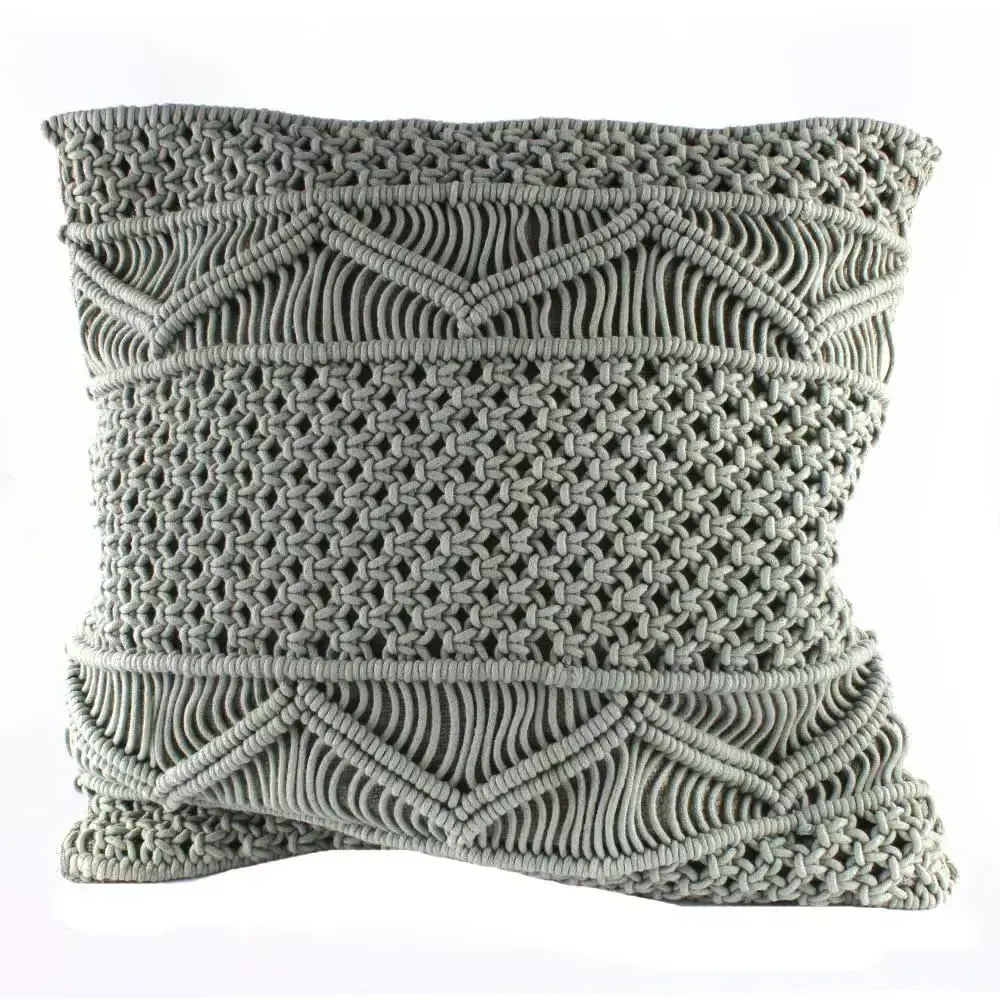 Harmonious Grey Macrame Cotton Cushion Cover Exquisite Macrame Pillow Case Made From 100% Cotton