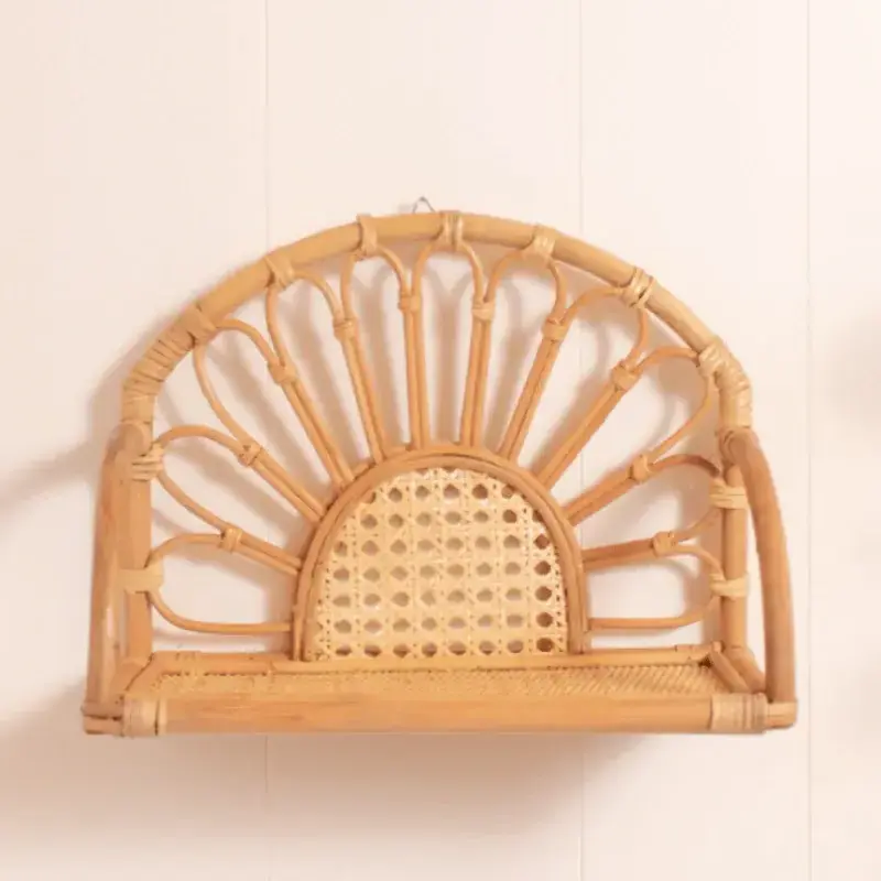 Unique design Natural Rattan Wall Shelf Hanger Wall Shelf Storage Holders Storage Rack for home accessories