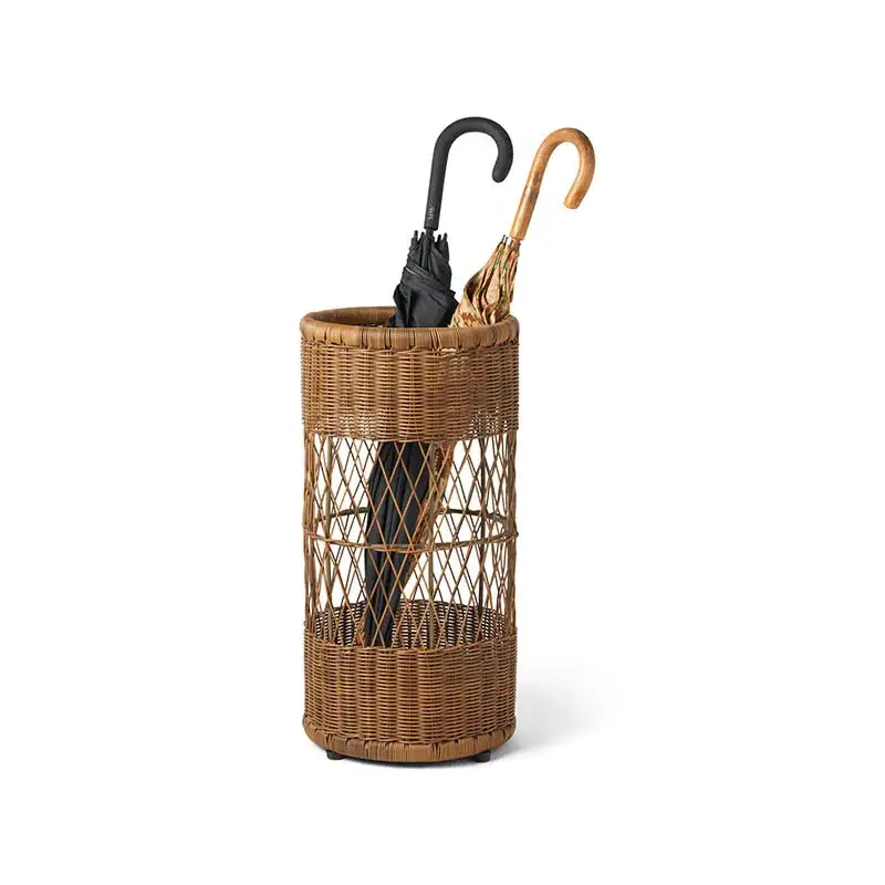 Wicker Woven Rattan Umbrella Stand Rustic Boho Umbrella Holder Tall Wicker Basket Handwoven Hallway Narrow Basket Wholesale