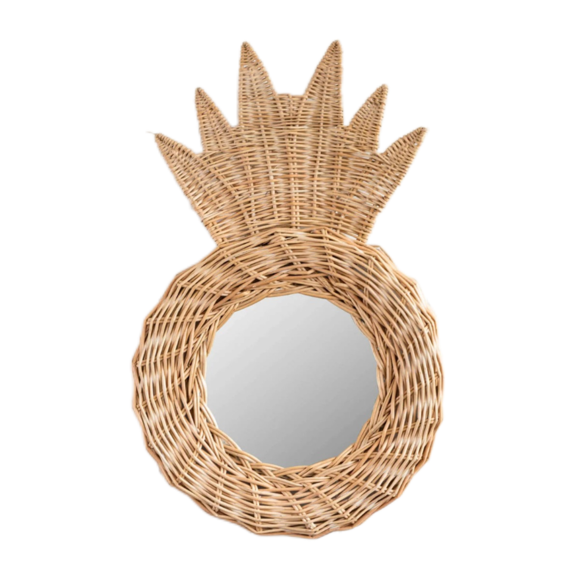 Best Choice Handmade Natural Rattan Pineapple-Shape Mirror Wall Decoration Baby & Kids Room Custom Design Wall Hanging Decor