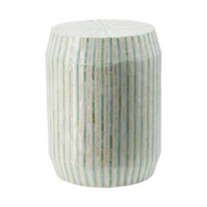 Exquisite Mother of Pearl Mosaic Stool Side Table Stunning Striped Capiz Stool Seat For Decor Furniture