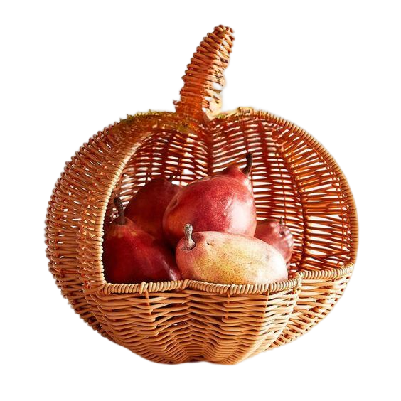 Wholesale Decoration Halloween Pumpkin Basket Woven Bamboo Pumpkin Basket Storage For Dinner Thanksgiving Tableware