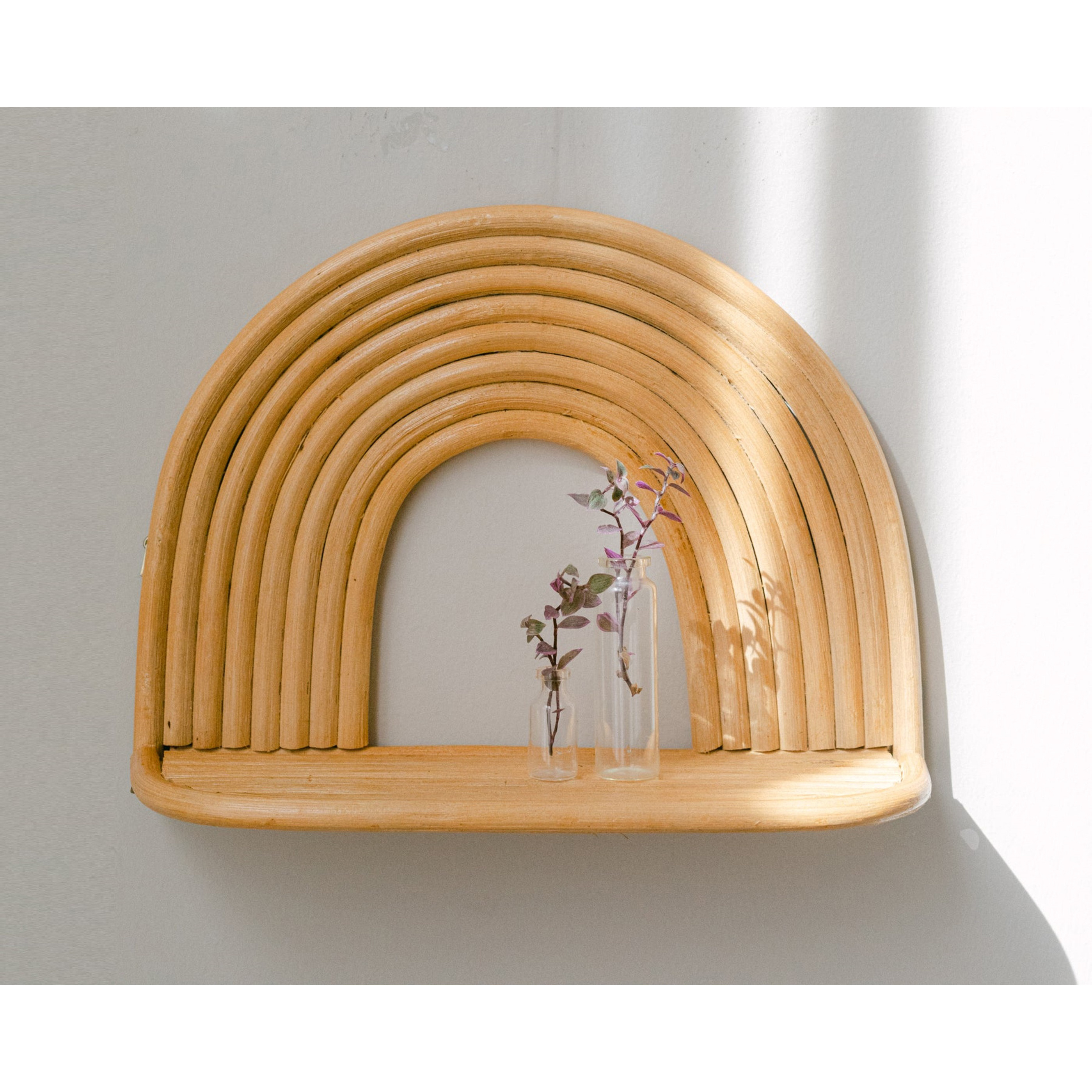 High-quality Mini Rattan Shelf to display favorite books and toys Best selling Rainbow rattan shelf handmade in Viet Nam