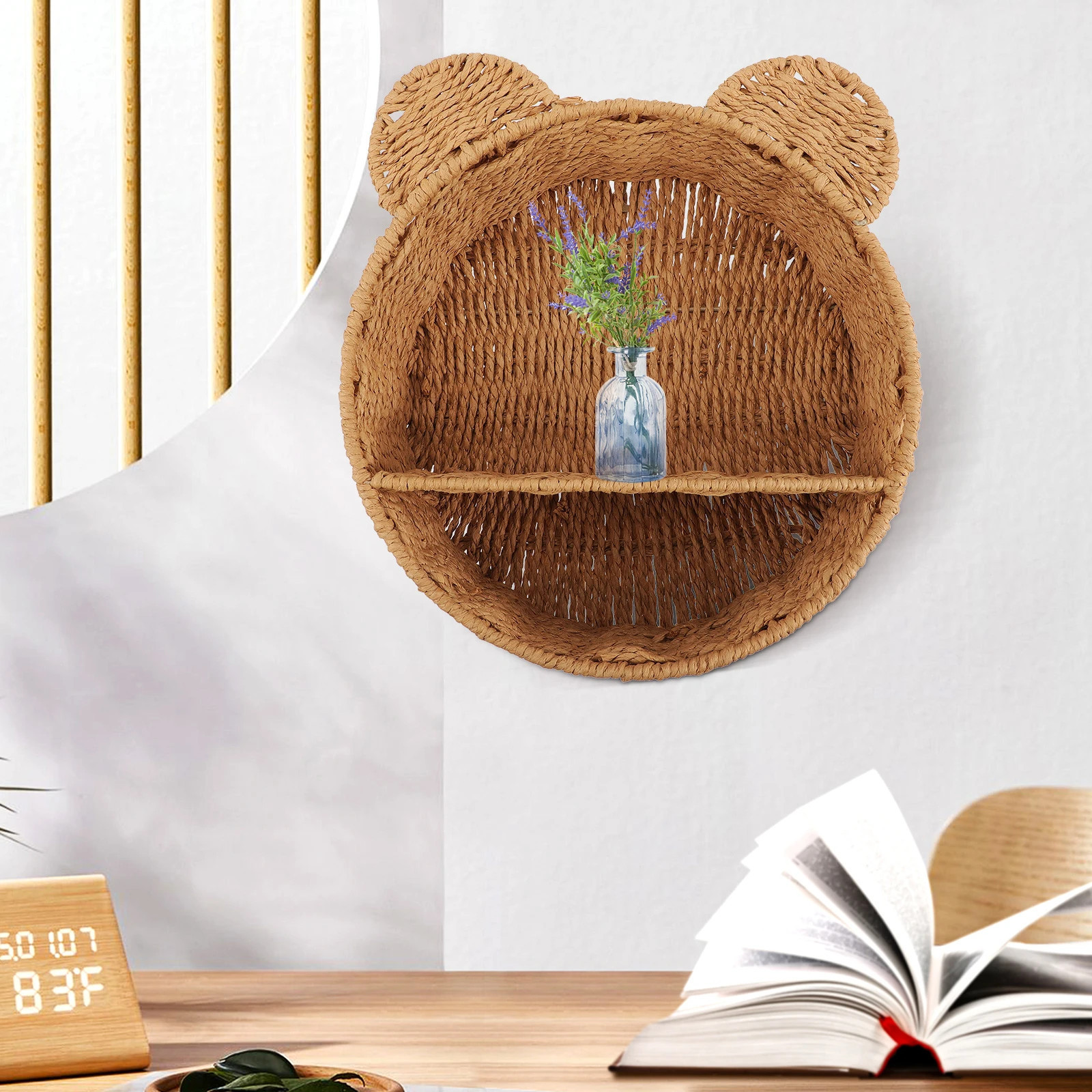 Wall Shelf Hanging Storage Floating Basket Rattan Woven Baskets Wicker Entryway Photo Bookshelf Frame Toilet The Over Pantry