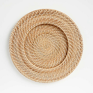 Vintage style Natural rattan woven placemat Round Table Mats for food plate display Natural Rattan Charger Plate