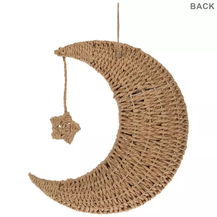 Wholesale Eye-Catching Woven Seagrass Moon & Star Wall Hanging Decor For Kids Room Adorable Items With Eco-Friendly Materials