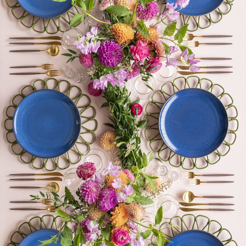 Hand-crafted Rattan Floral Placemats Gorgeous Floral Plate Chargers In Rattan From Vietnam