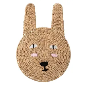 Adorable Design Water Hyacinth Bunny-shaped Wall Decoration Funny Faceshape Hyacinth Mounted Decor