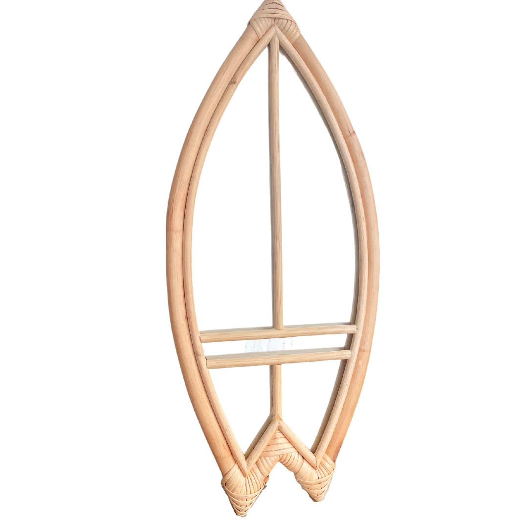 Gorgeous Unique Design Natural Rattan Surfboard Shaped Mirror Wall Decoration Baby & Kids Bedroom Nursery Decoration