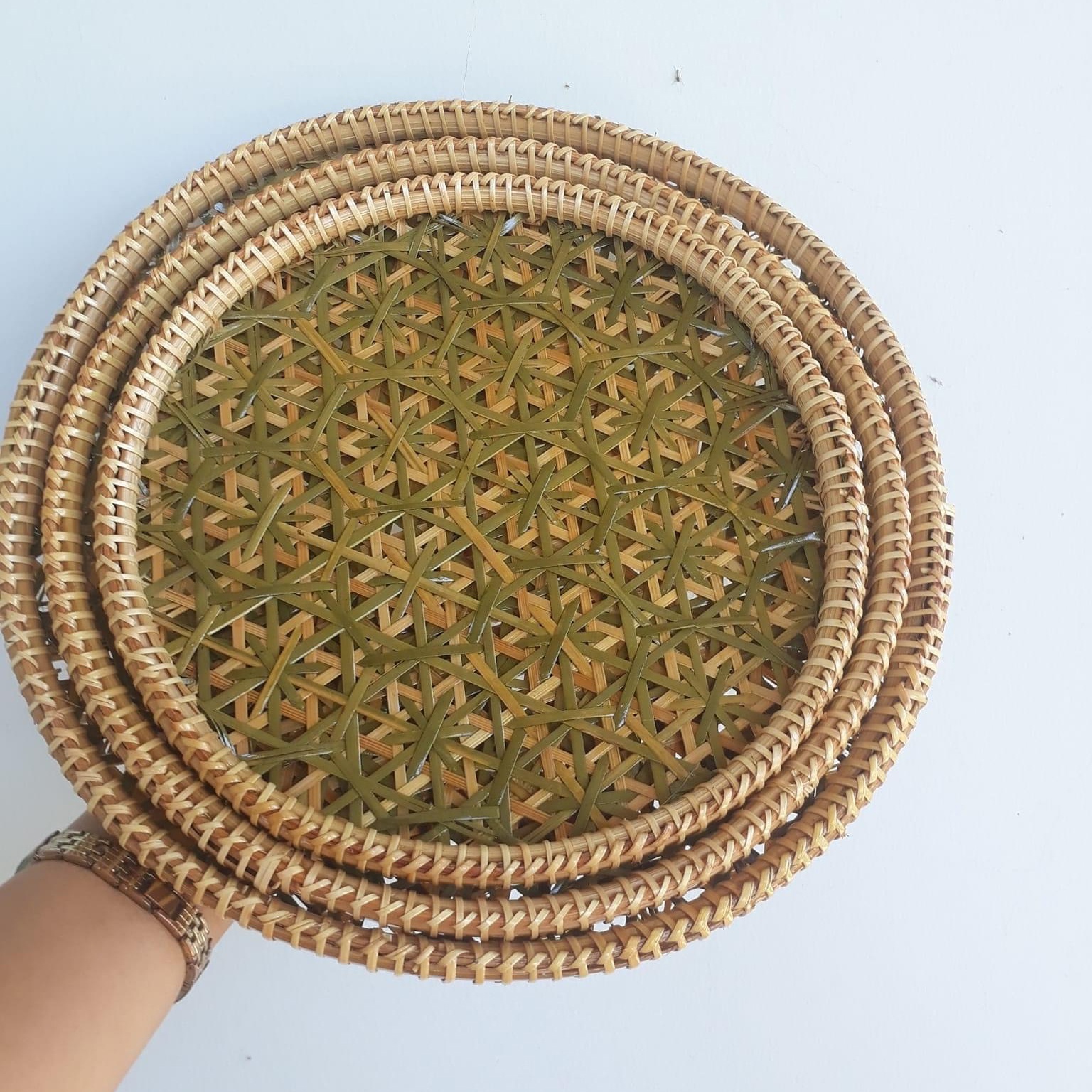 Full sizes Vietnam Traditional Handmade Round Bamboo Woven Small Tray bamboo tray food tray