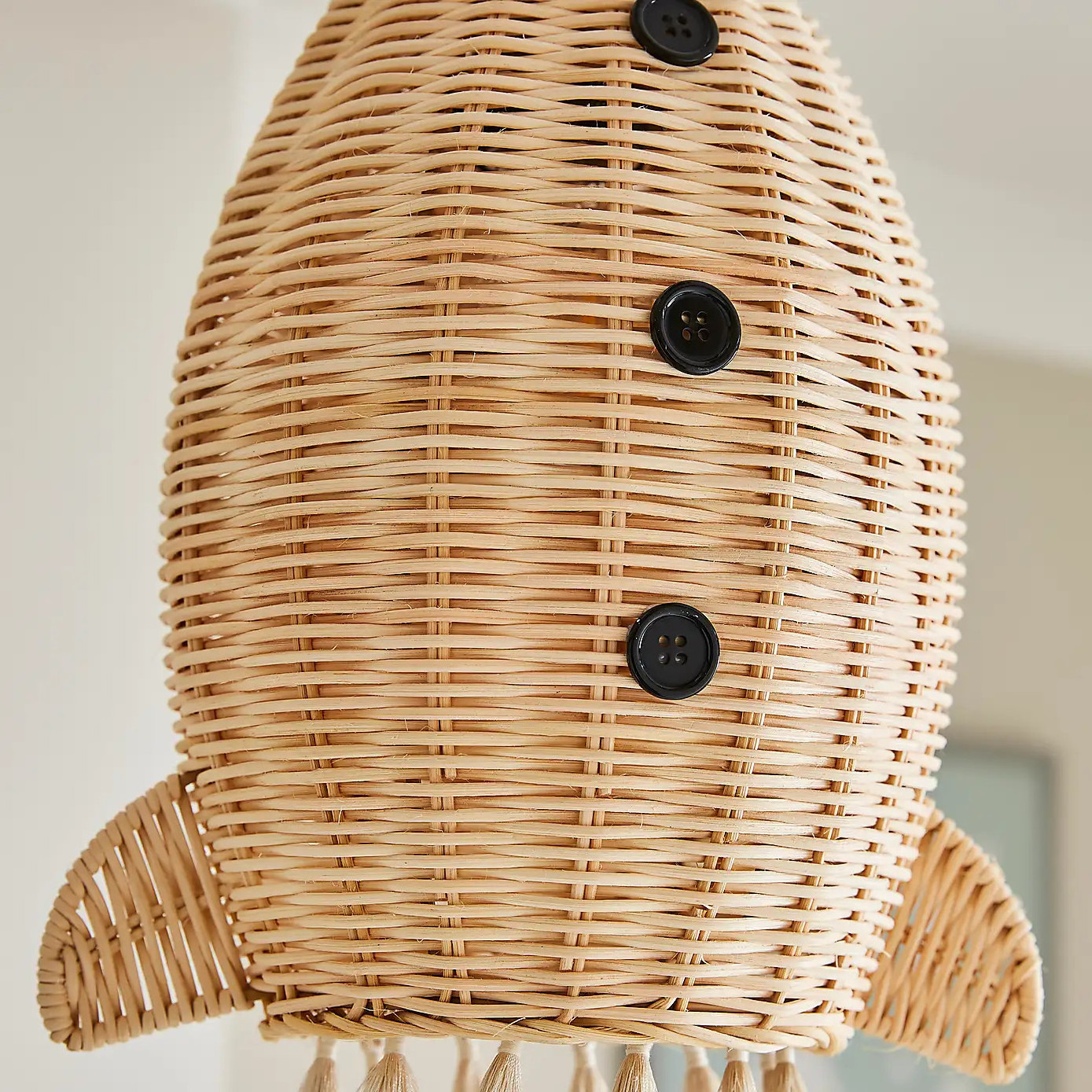 New Collection Hot Trend Adorable Natural Handmade Nursery Decor Wicker Rattan Hanging Rocket Lampshade