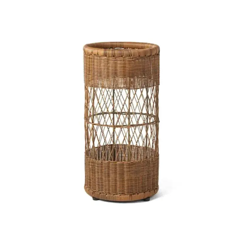 Wicker Woven Rattan Umbrella Stand Rustic Boho Umbrella Holder Tall Wicker Basket Handwoven Hallway Narrow Basket Wholesale