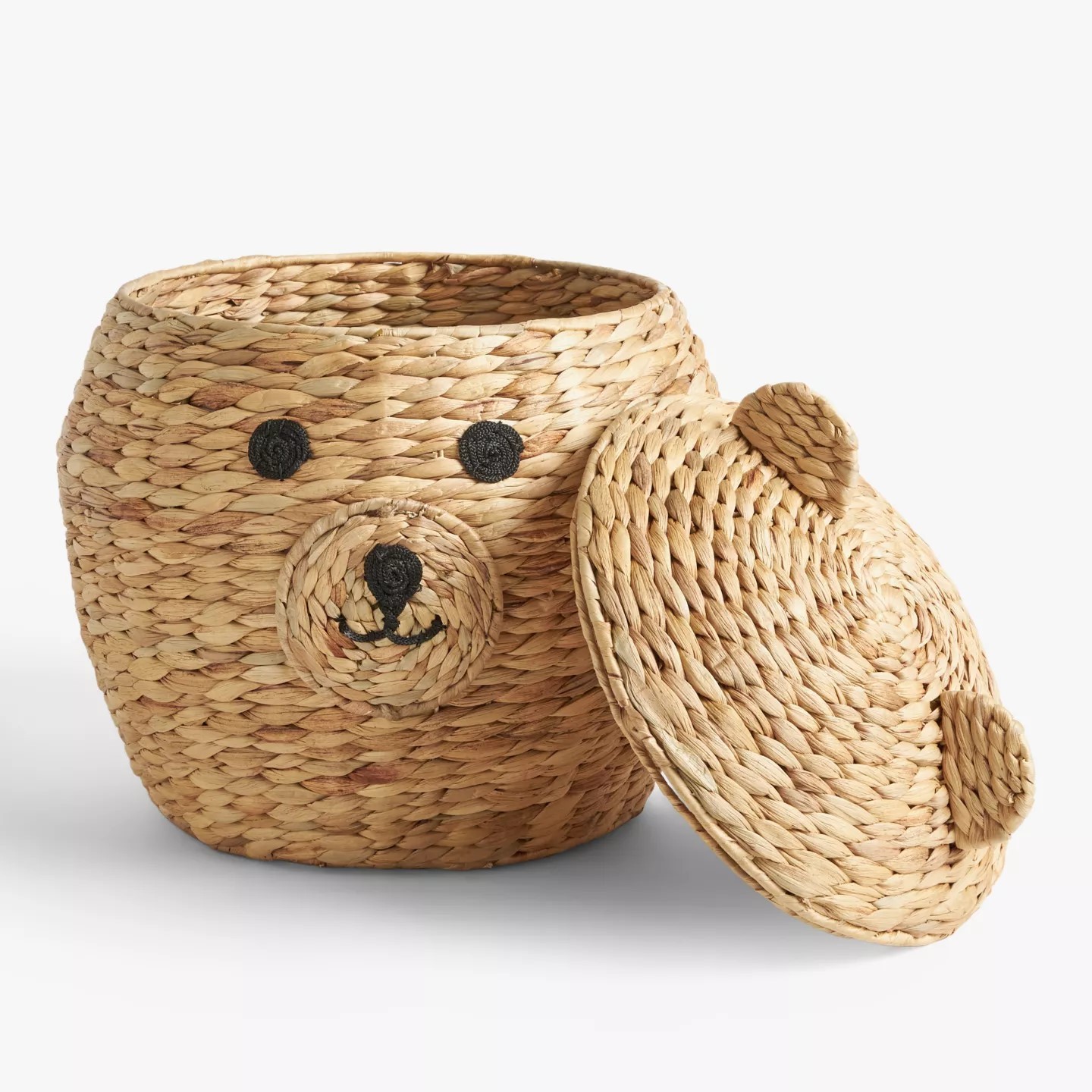 Cute Design Bear Shape Water Hyacinth Basket With Lid Graceful Hyacinth Kids Storage Container