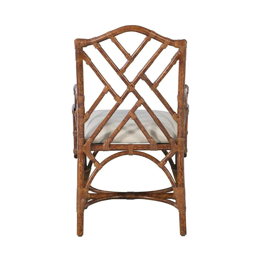 20th Century Tortoise Shell Rattan Chippendale Arm Chair Vintage Bamboo Dining Chair From Vietnam