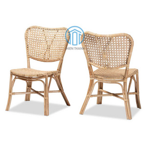 Modern Bohemian Natural Brown Finished Rattan Dining Chair Set Of 2 Rattan Chair Wholesales From Vietnam