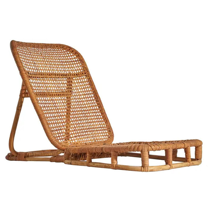 Durable Lightweight Adjustable Portable Rattan Wicker Chilling Chair for Beach and Camping