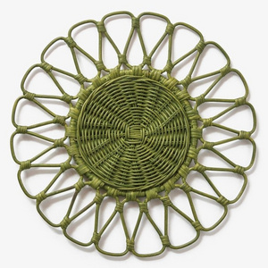 Hand-crafted Rattan Floral Placemats Gorgeous Floral Plate Chargers In Rattan From Vietnam