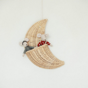 Lovely design Crescent Moon Kid room decor Ornament hanging wall with two colours Kid hanging ornament for baby kid