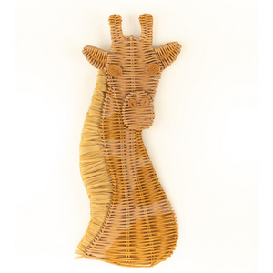 Nursery and playroom decoration rattan Giraffe head wall hanging decor Safari Jungle Nursery Animal wall hanging