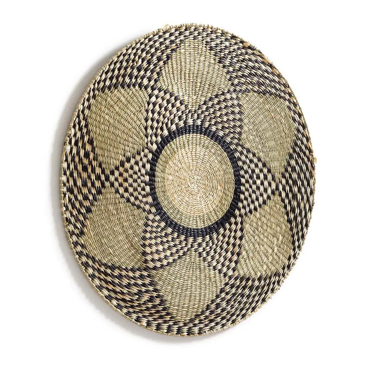 Bohemian Seagrass Wall Art Woven Seagrass Wall Hanging Plaque Flower Pattern Wall Hang Basket Retro Decorative Accents For Home