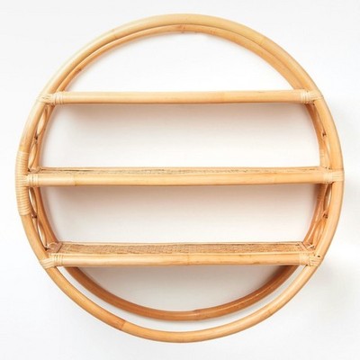 Top Selected Rattan wall & display shelves Rattan round shower shelf wall mounted storage organizer rack from Vietnam