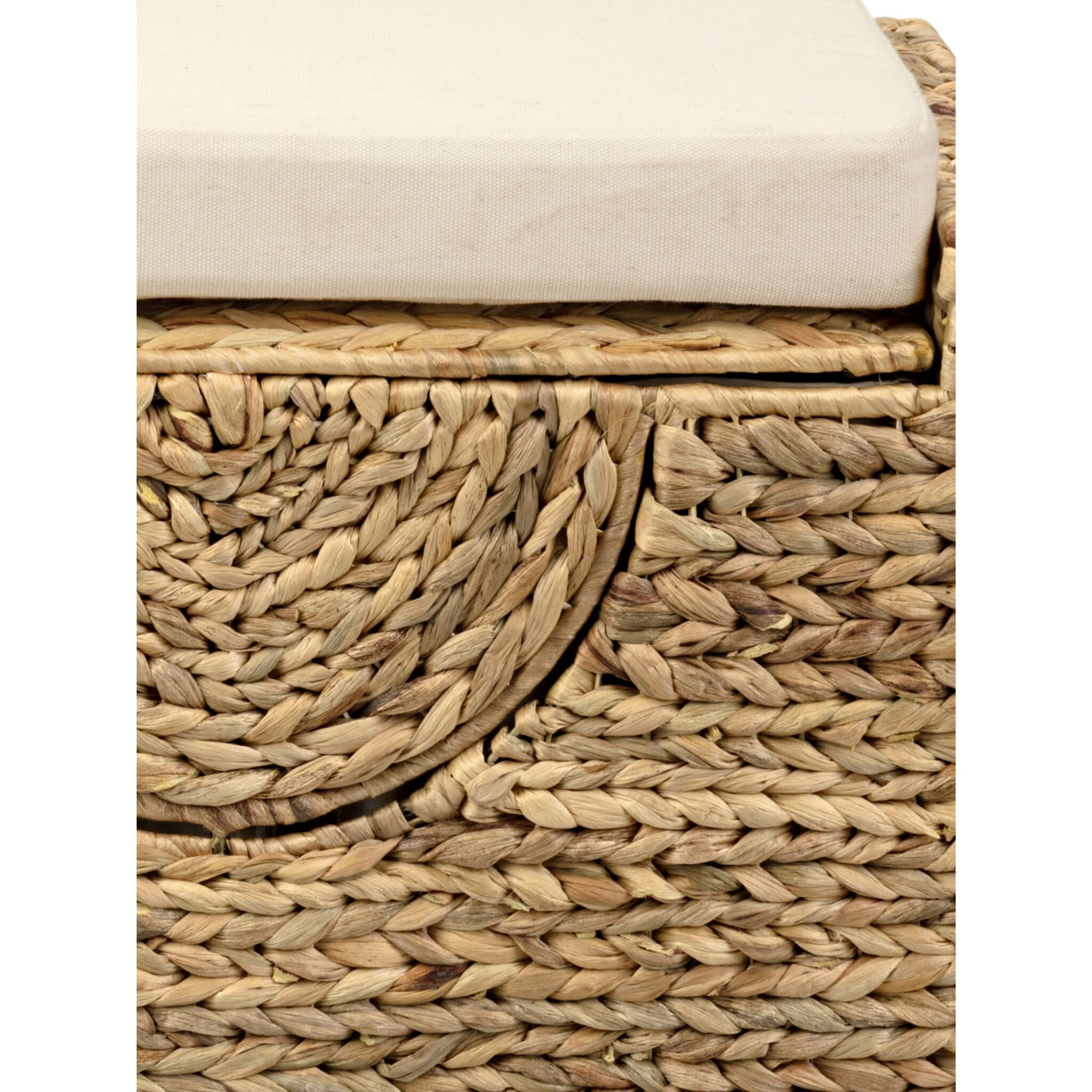 Multifunctional Convenient Natural Water Hyacinth Stool Woven Sitting Chair With Storage Basket In Living Home Decor