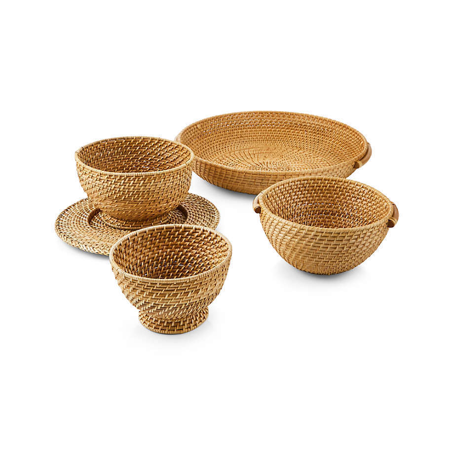 Vintage style Natural rattan woven placemat Round Table Mats for food plate display Natural Rattan Charger Plate