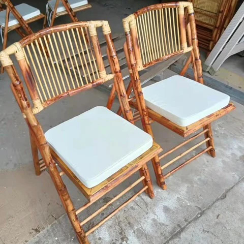 Wholesales Tortoise Shell Rattan Folding Chair Classic Bamboo Folding Chair Boho Tortoise Shell Bamboo Folding Chairs