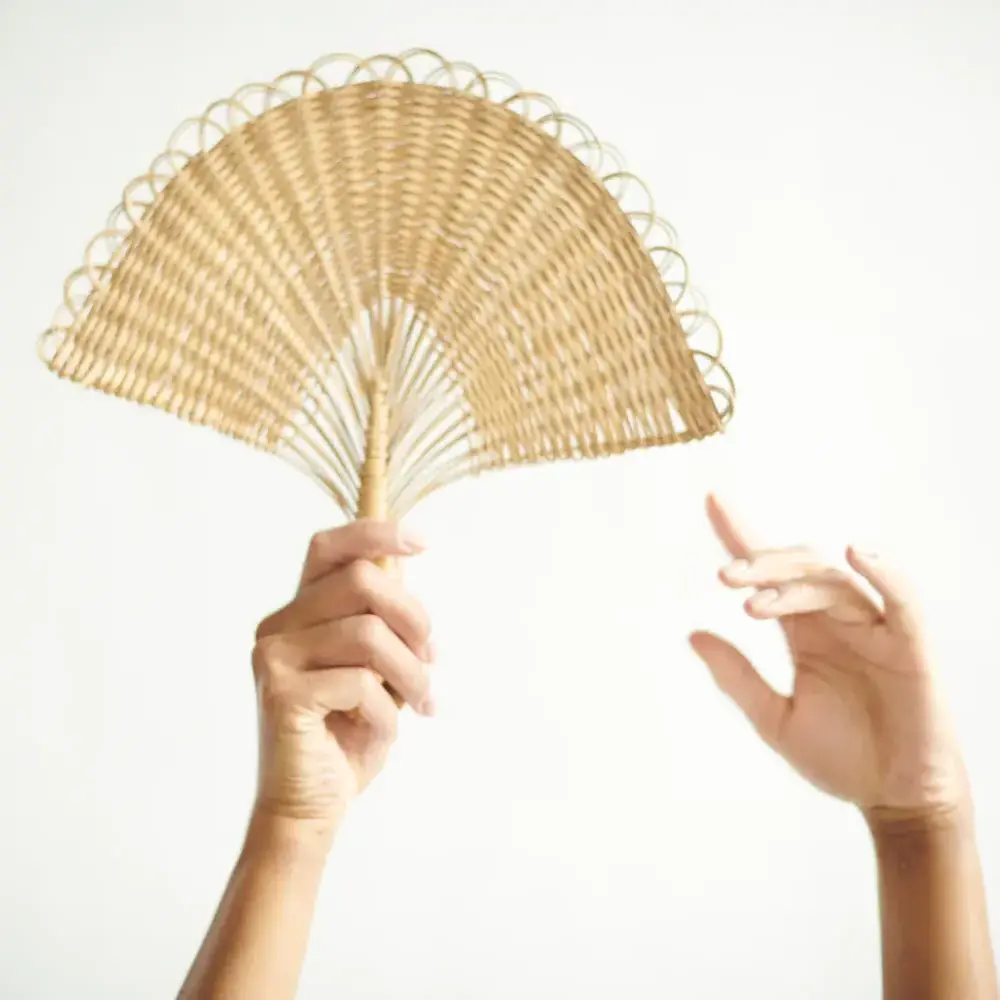 Wholesale Elegant Natural Rattan Hand Fan Wall hanging Fan For Home Decorative Hand Fan For Christmas Holiday