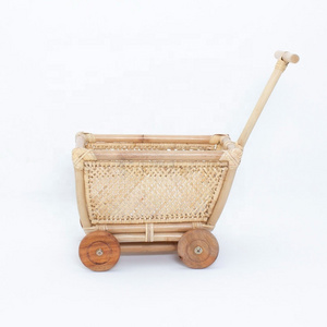 Manufacturer Baby Walker Doll Wicker Stroller Buggy Carriage Basket Rattan Doll Pram With Wheels Kid room