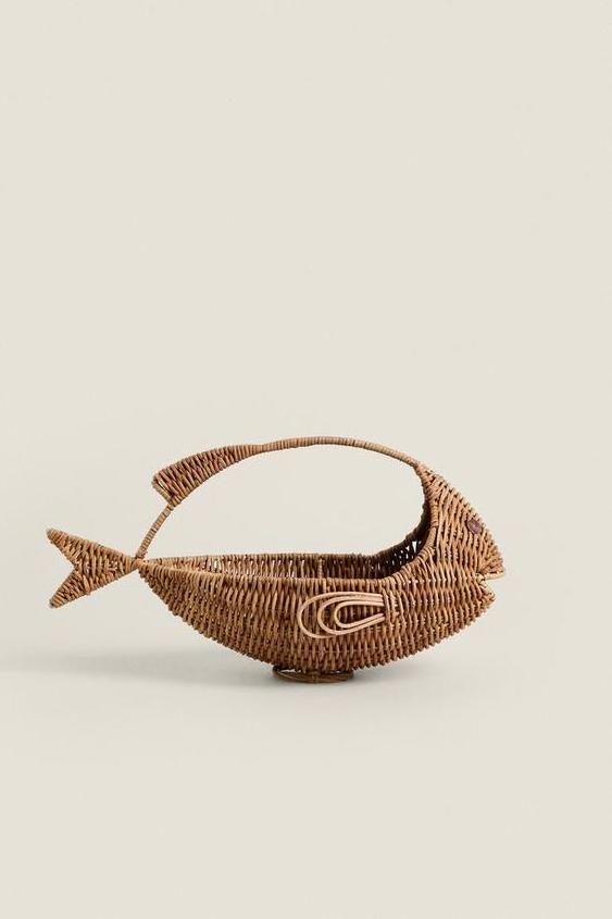 Fish Shaped Rattan Baskets With Handle Rattan Bread Basket Serving Tray With Handle Food Snack Serving Holders for Home Kitchen