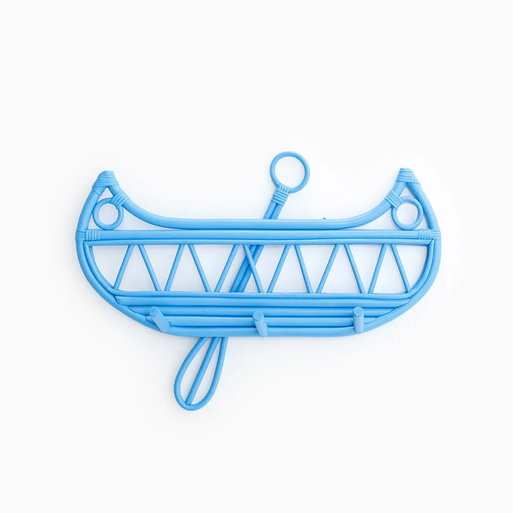 Delightful Boat Shaped Rattan Wall Hanging Hook Natural Rattan Clothes Rack Wicker Hanger For Kids Room Decor Made In Vietnam