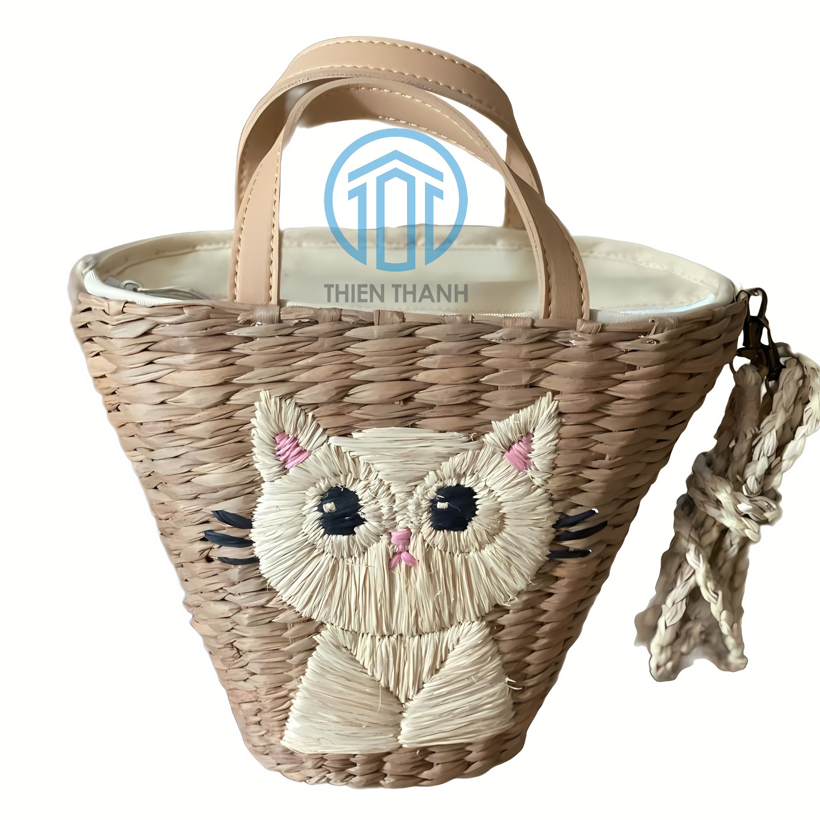 Lovely animal theme collection water hyacinth dog pattern summer women's handbags Boho Bohemian Handwoven Straw Bag